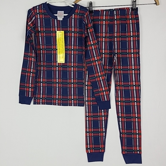 NEW Hanna Andersson Child Plaid Holiday Print Pajama Set Christmas Size 6-7 - Picture 1 of 6